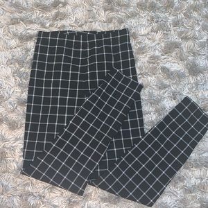 Black and white grid pants